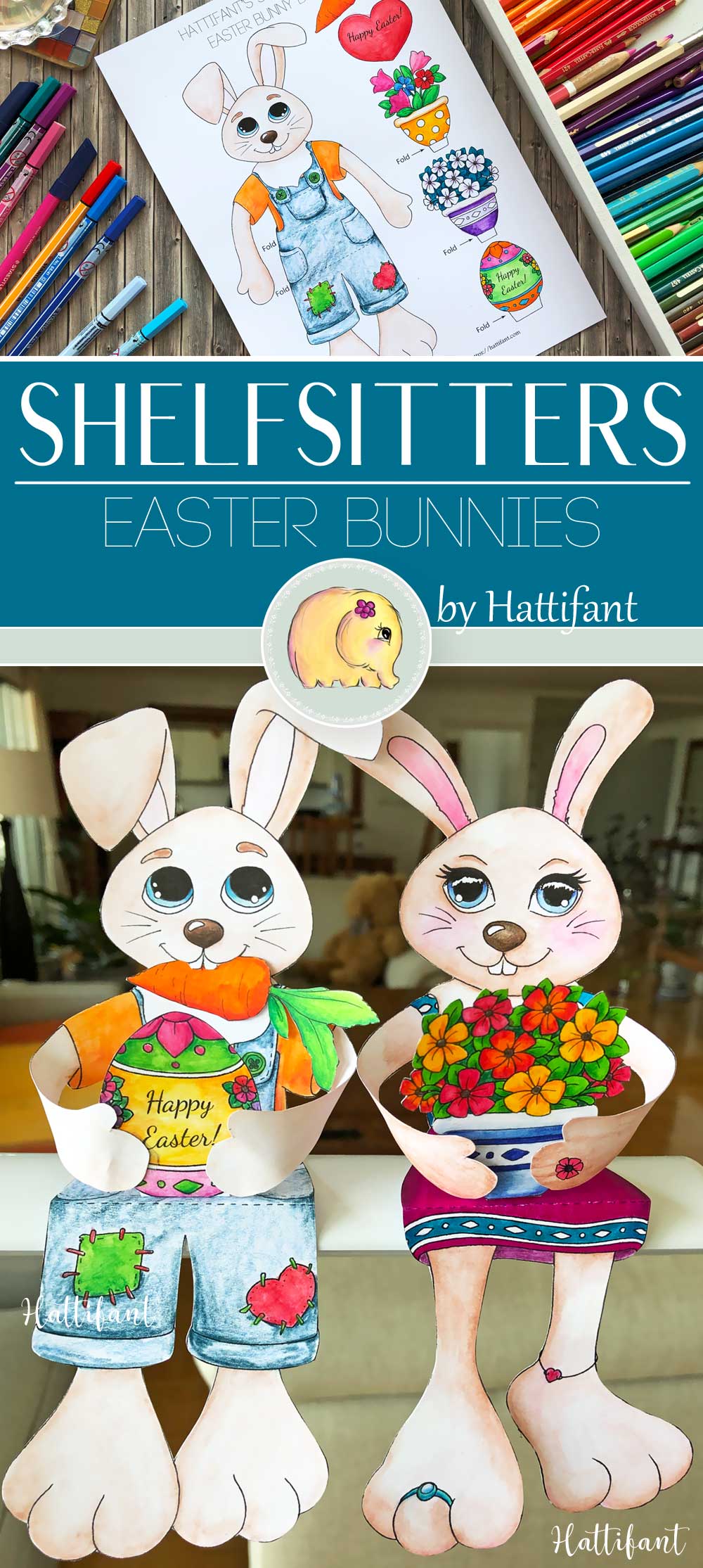 Hattifant's Easter Bunny Shelf Sitters to color