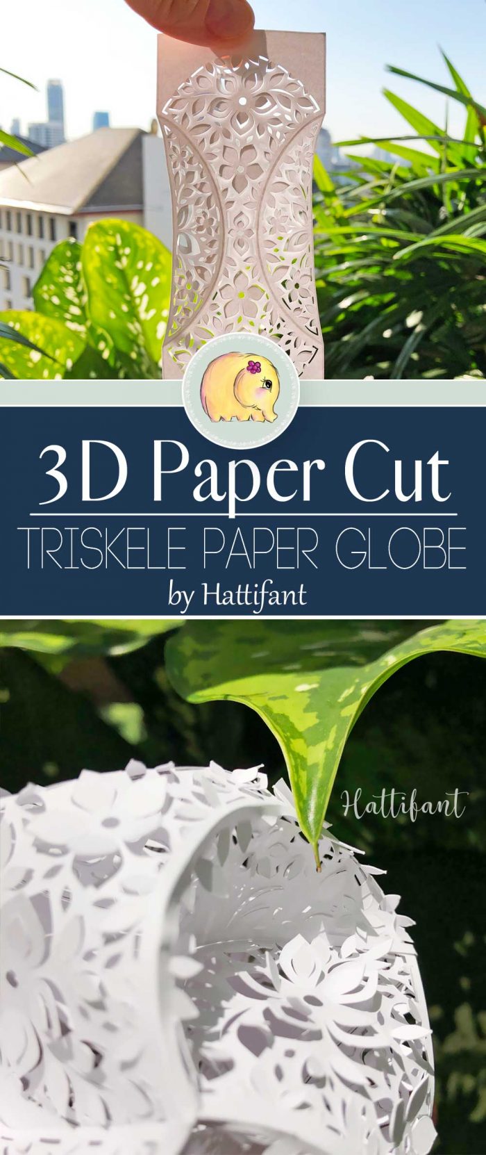 Hattifant's 3D Papercut Paper Cut 3D Flower Triskele Paper Globe Pin 2