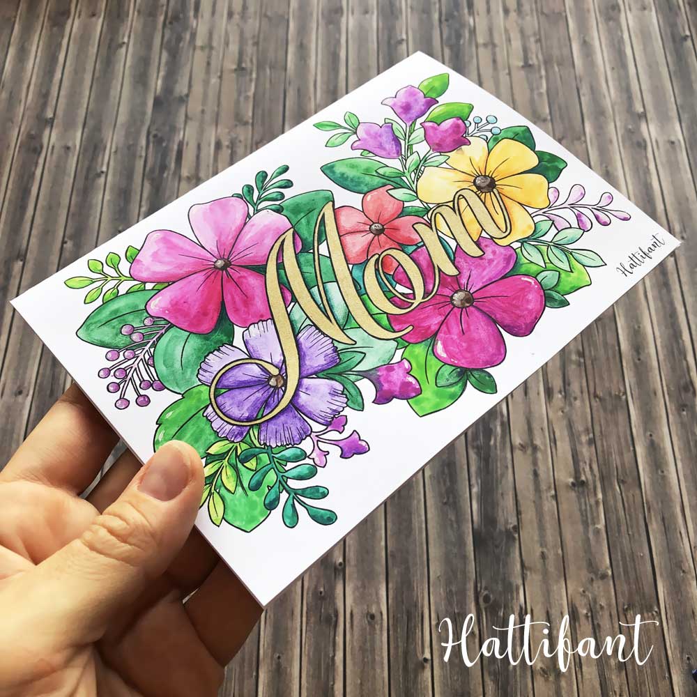 Hattifant's Mother's Day Flower Cards and Coloring Pages 1