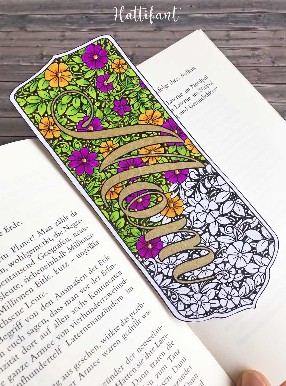 Hattifant's Mother's Day Flower Doodle Card, Bookmarks and Coloring Page Colored 1