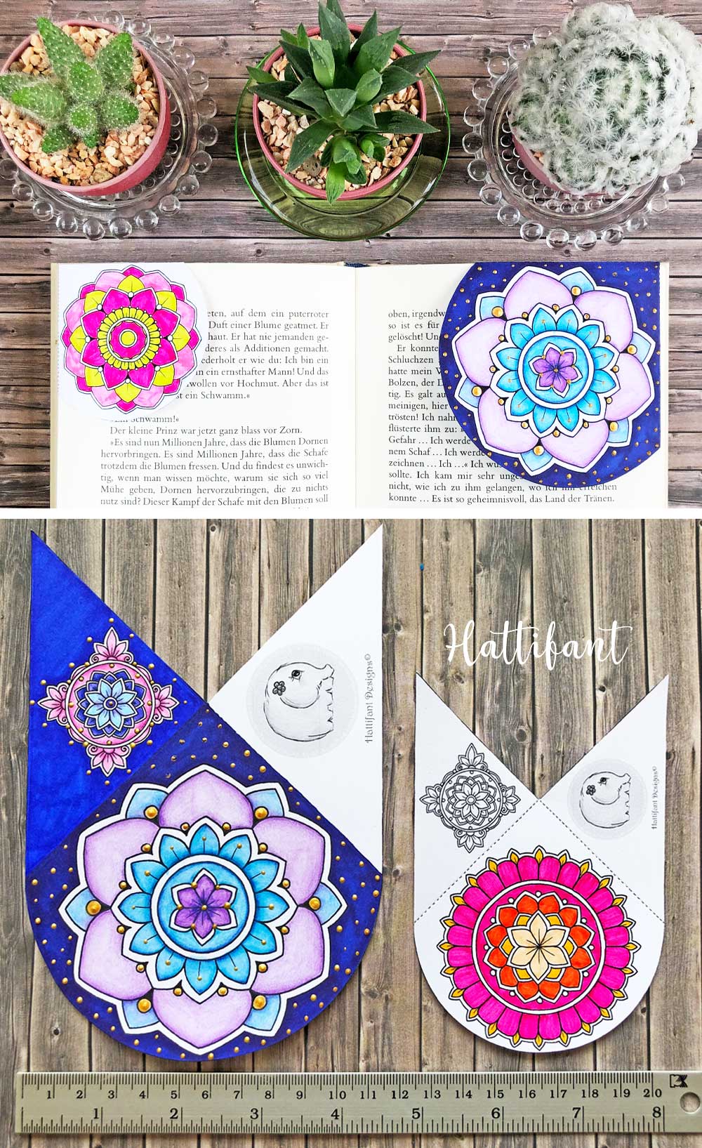 corner bookmarks mandala flower bundle to color hattifant