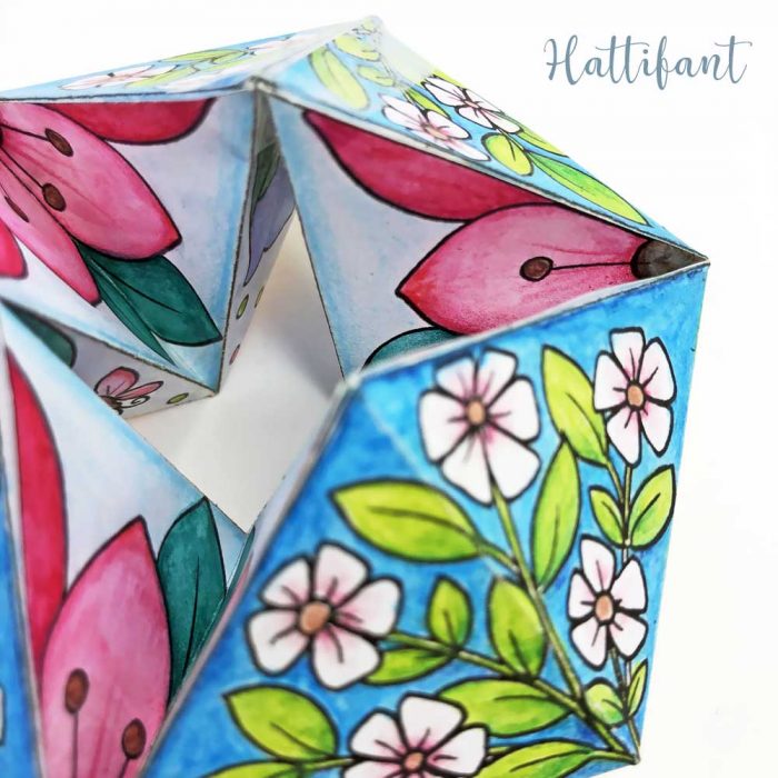 Hattifant's Spring Kaleidocycle Paper Toy Paper Craft to Color, Craft and Play Close Up