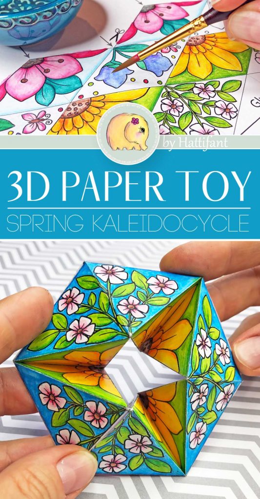 Hattifant's Spring Kaleidocycle Paper Toy Paper Craft to Color, Craft and Play Pin 1