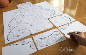 GIANT POSTER | Christmas Tree - Animal Cuties to Color - Hattifant