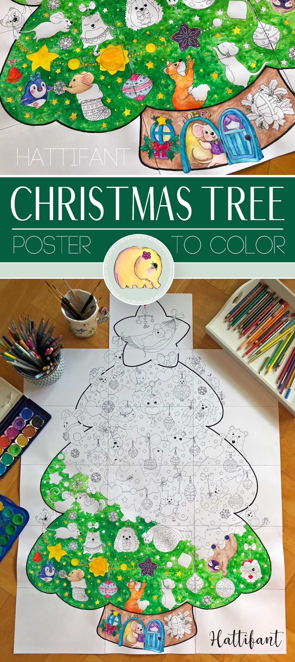 Pasimy 4 Pcs 45x32 Inch Christmas Giant Coloring Poster for Kids with 24  Color Crayon Winter