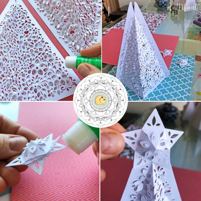 Hattifant's 3D Paper Cut Christmas Tree Luminary step 7