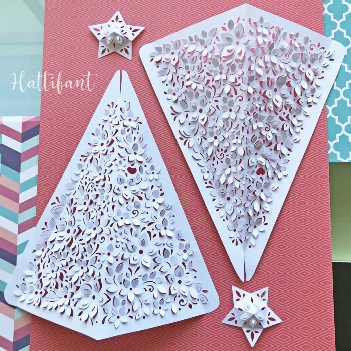 Hattifant's 3D Paper Cut Christmas Tree Luminary templates