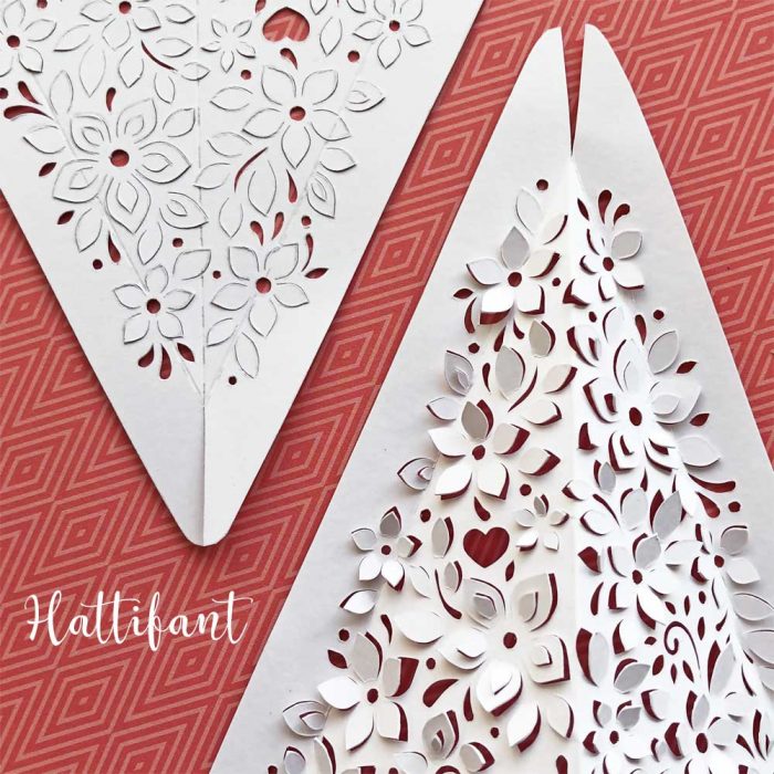 Hattifant's 3D Paper Cut Christmas Tree Luminary close up