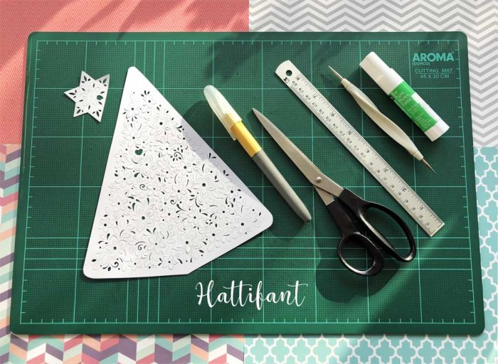 Hattifant's 3D Paper Cut Christmas Tree Luminary tools needed