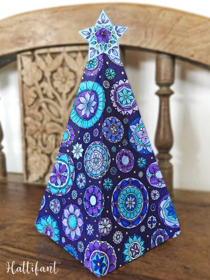 Hattifant's 3D Mandala Christmas Tree Ensemble to Color