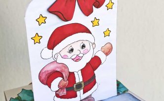 Hattifant's Christmas Sliding Pop Up Cards to Color and craft Santa
