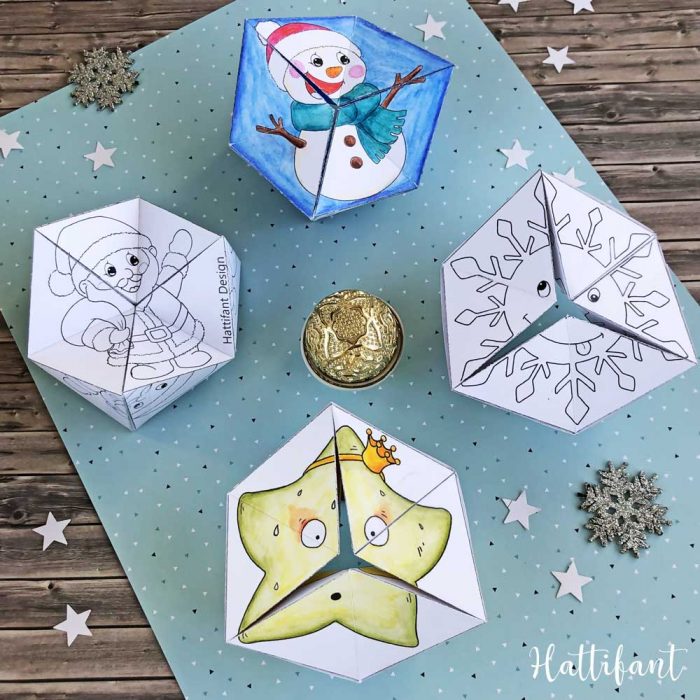 Hattifant's Kaleidocycles Emotional Winter and Christmas SEL Resource for kids to color and craft bundle