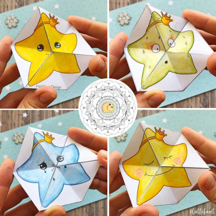 Hattifant's Kaleidocycles Emotional Winter and Christmas SEL Resource for kids to color and craft star