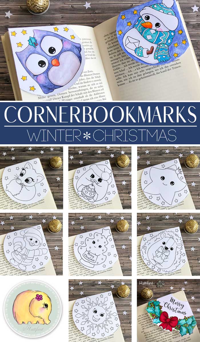 CORNER BOOKMARKS  Christmas & Winter to Color - Hattifant