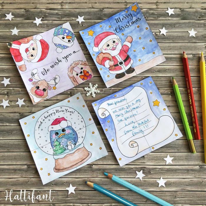 Hattifant's Christmas Endless Card Bundle to Color and craft instrucitons 2