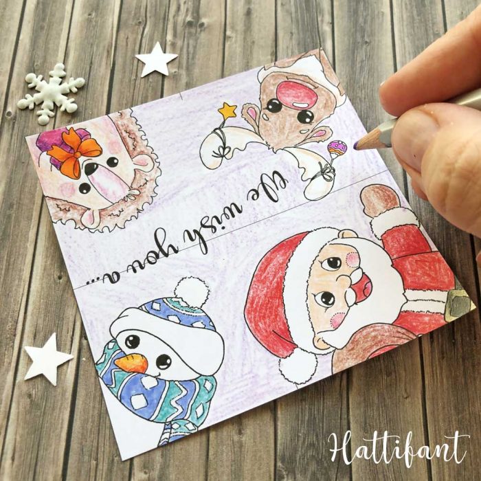 Hattifant's Christmas Endless Card Bundle to Color and craft coloring