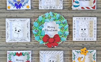 Hattifant's 3D Shadow Frames Christmas Cards to Color and Craft bundle
