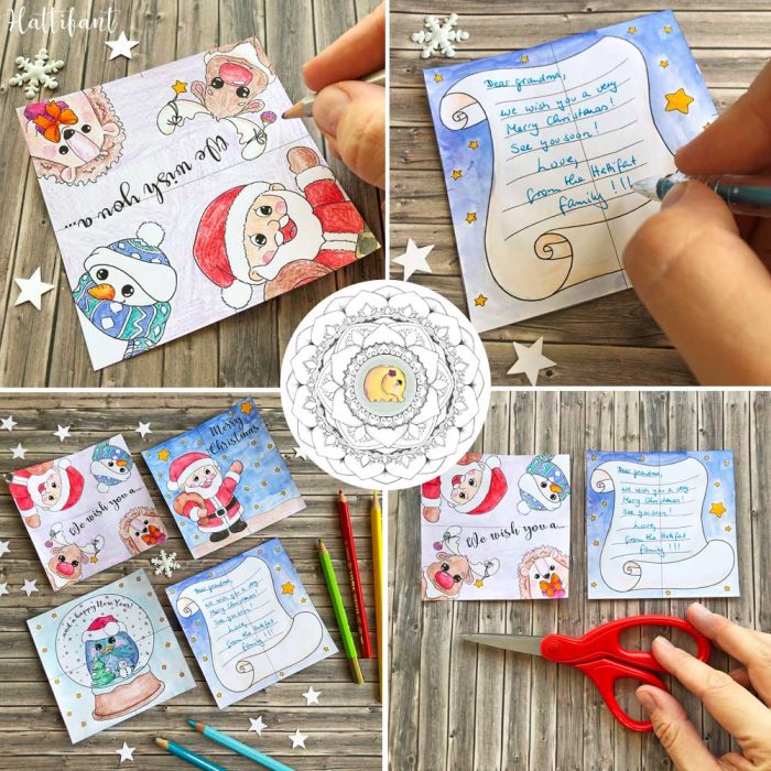 Hattifant's Christmas Endless Card Bundle to Color and craft instrucitons 4