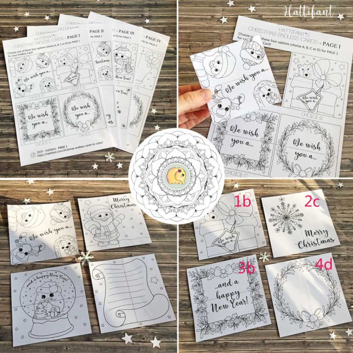 Hattifant's Christmas Endless Card Bundle to Color and craft instrucitons 3