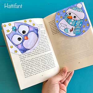 Hattifant's Christmas Corner Bookmark Owl Snowman