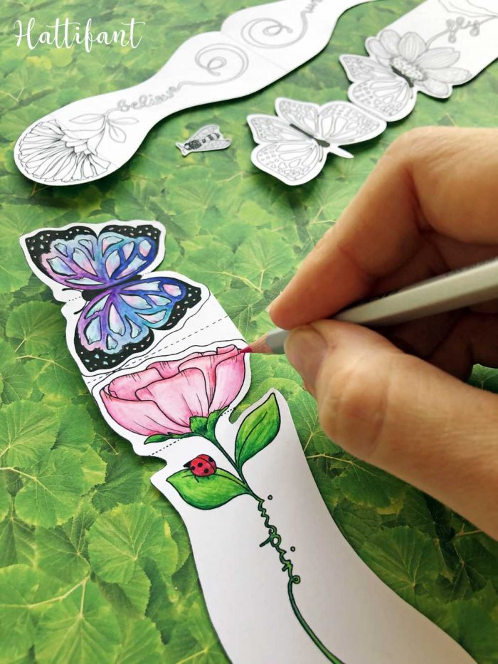 Hattifant-inspirational-3d-spring-flower-butterfly-bookmarks-to-color