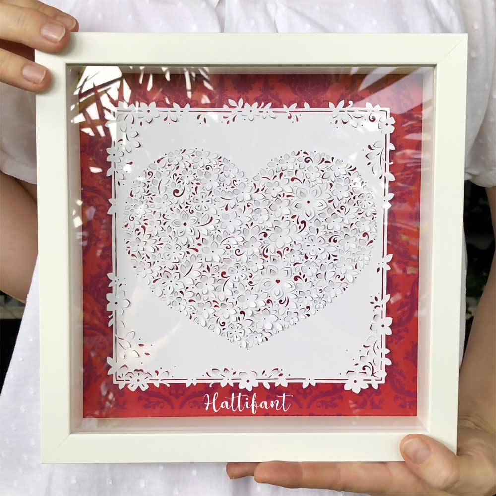 Hattifant's 3D Flower Heart Paper Cut Papercraft Valentines Day