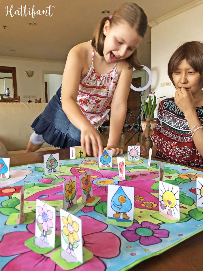 Hattifant's Giant Spring Board Game to Color and Play time to play