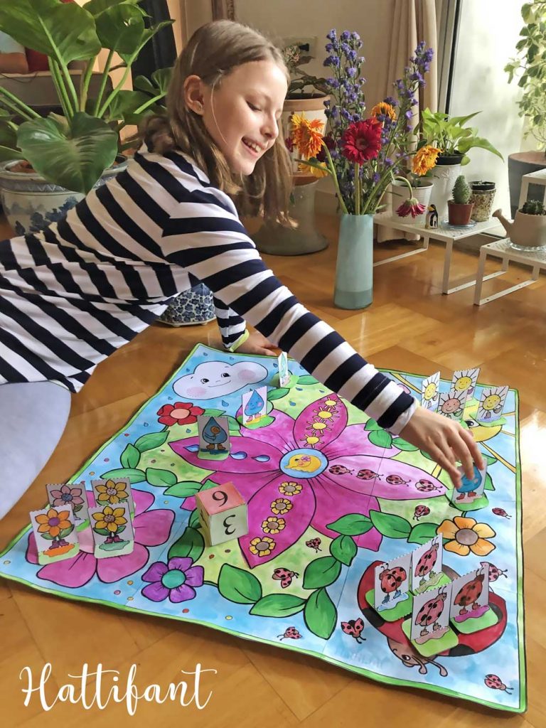 Hattifant's Giant Spring Board Game to Color and Playing