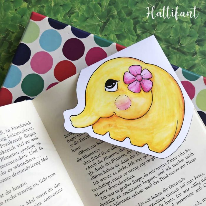 Hattifant, the elephant Corner Bookmarks to Color