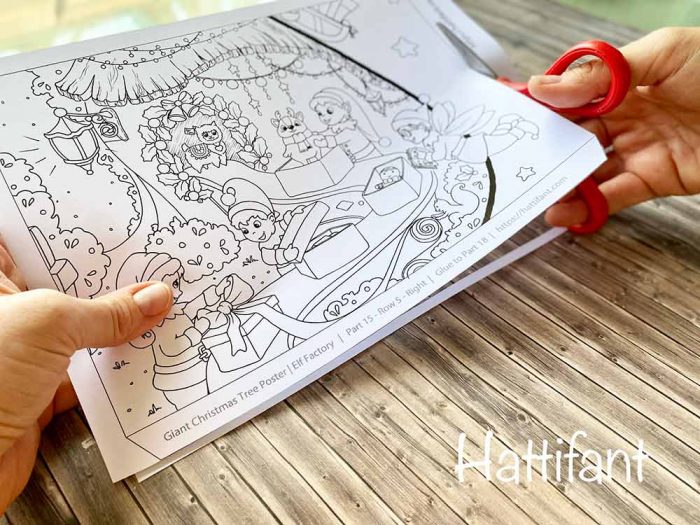 Hattifant's Giant Christmas Tree Poster an Elf Factory to color cutting