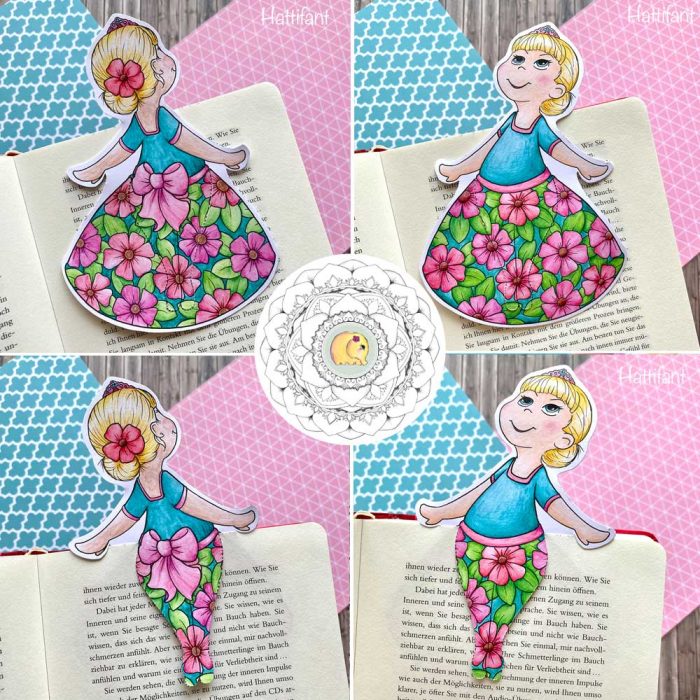 Hattifant's Spring Bookmark Princess in Tights to Color summary