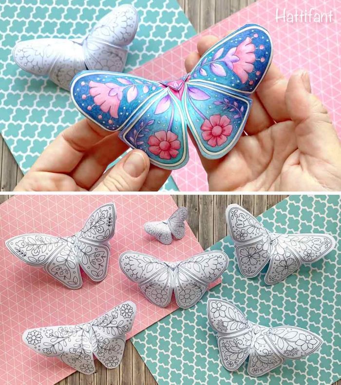 Hattifant's 3D Butterflies with Scandinavian Folk Art Feel on pin 1