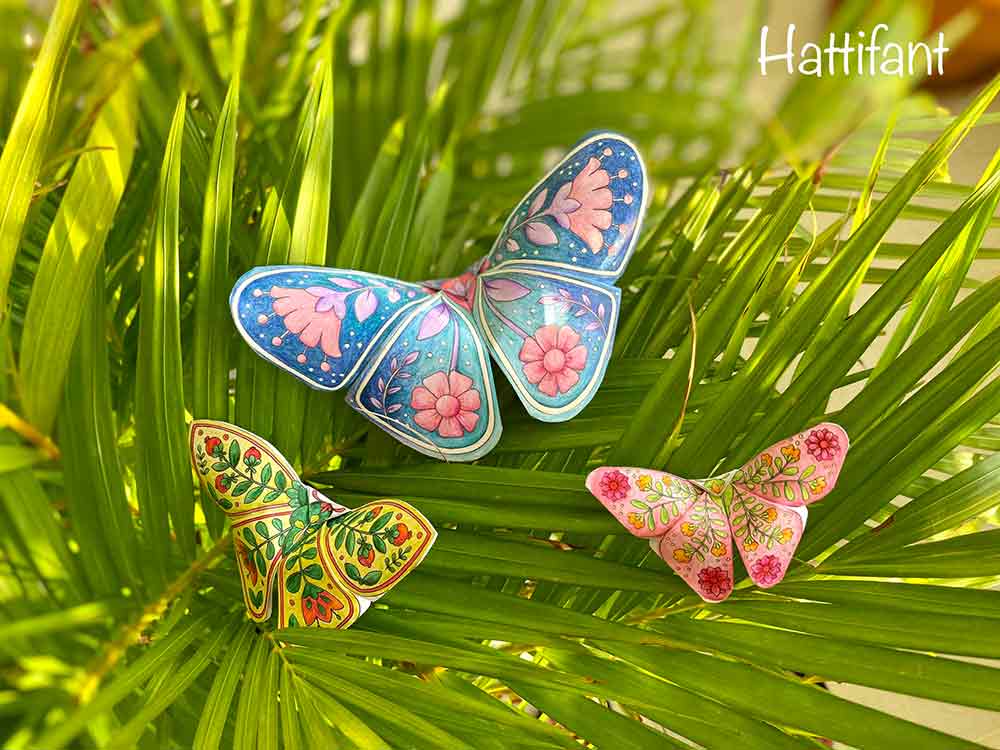 Download 3d Butterflies With A Scandinavian Folk Art Feel A Paper Craft Hattifant