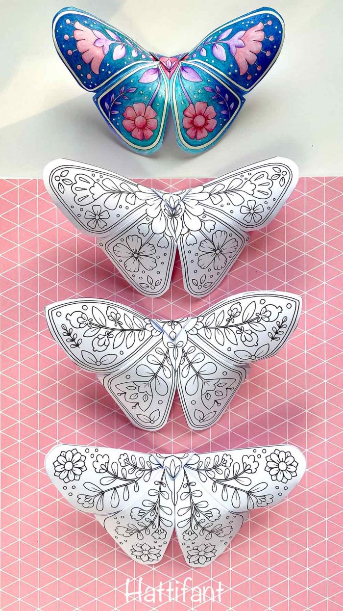 Hattifant's 3D Butterflies with Scandinavian Folk Art Feel pin 2