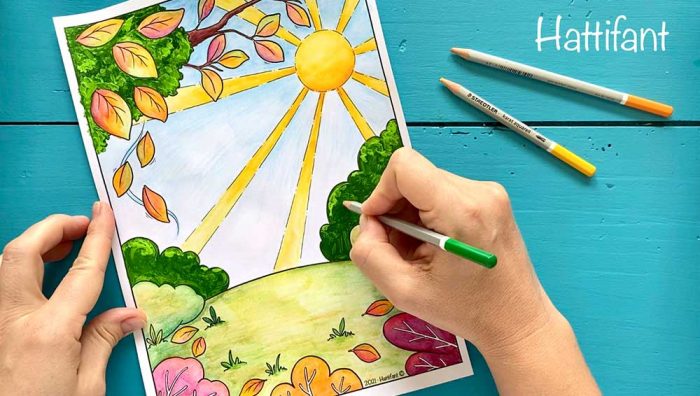 Hattifant's Autumn Craft 3D Woodland Animal Collages coloring background coloring page