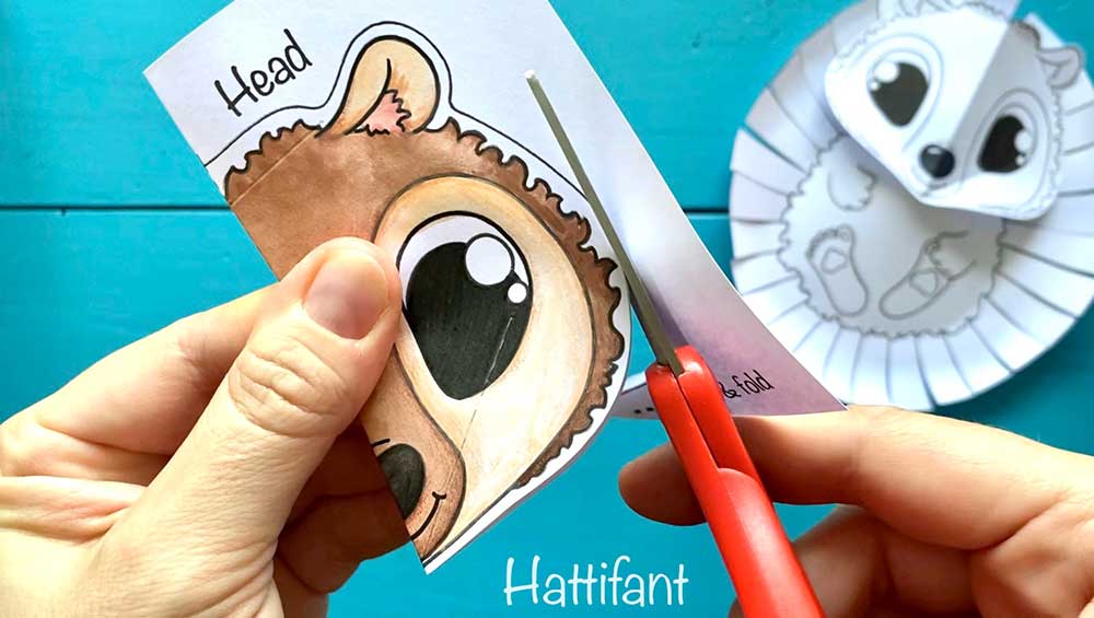 Hattifant's Autumn Craft 3D Woodland Animal Collages cutting out hedgehog head