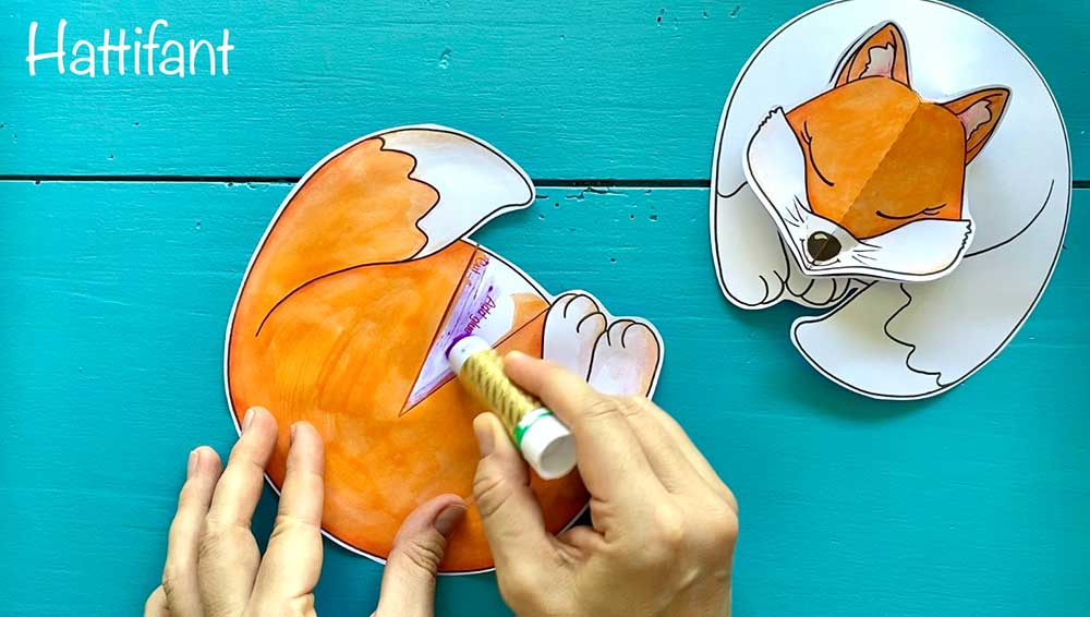 Hattifant's Autumn Craft 3D Woodland Animal Collages glueing fox