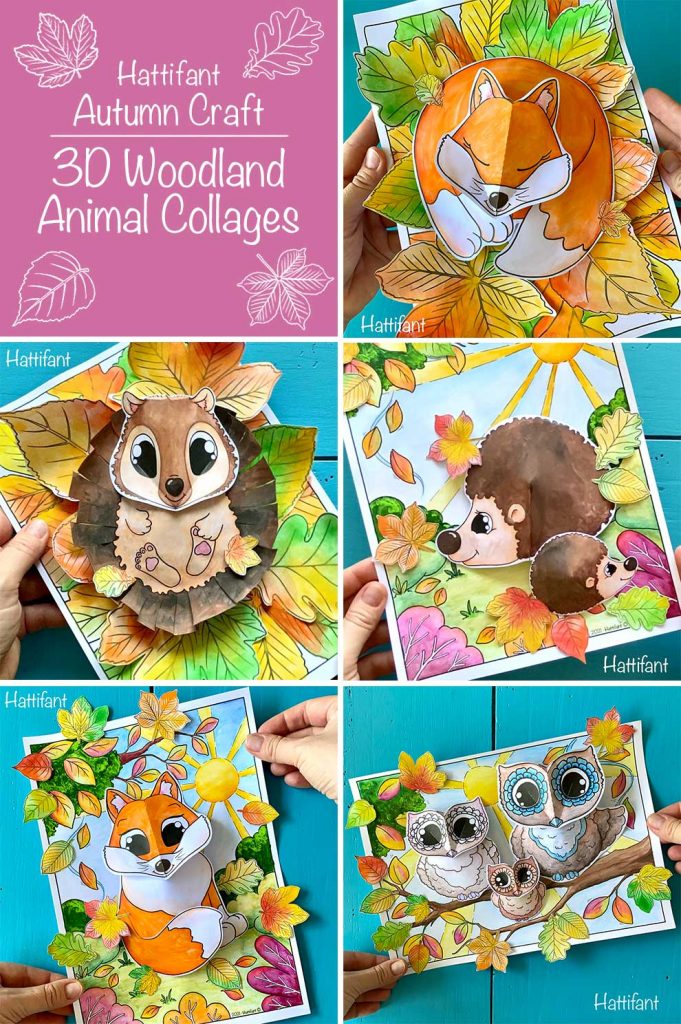 Hattifant's Autumn Craft 3D Woodland Animal Collages Pin