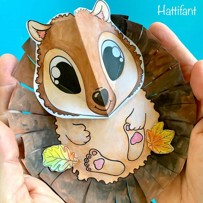 Hattifant's Autumn Craft 3D Woodland Animal Collages hedgehog on hand