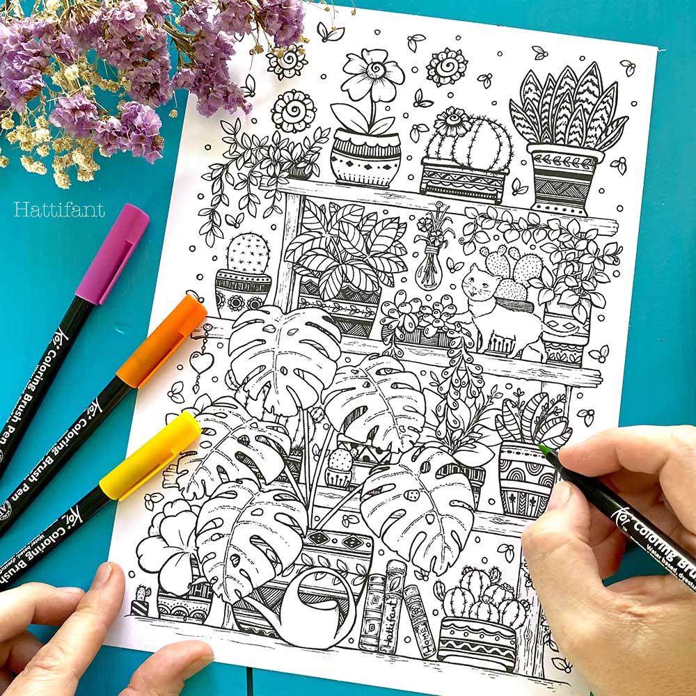 Flower Explosion, Giant Line Art Coloring Poster