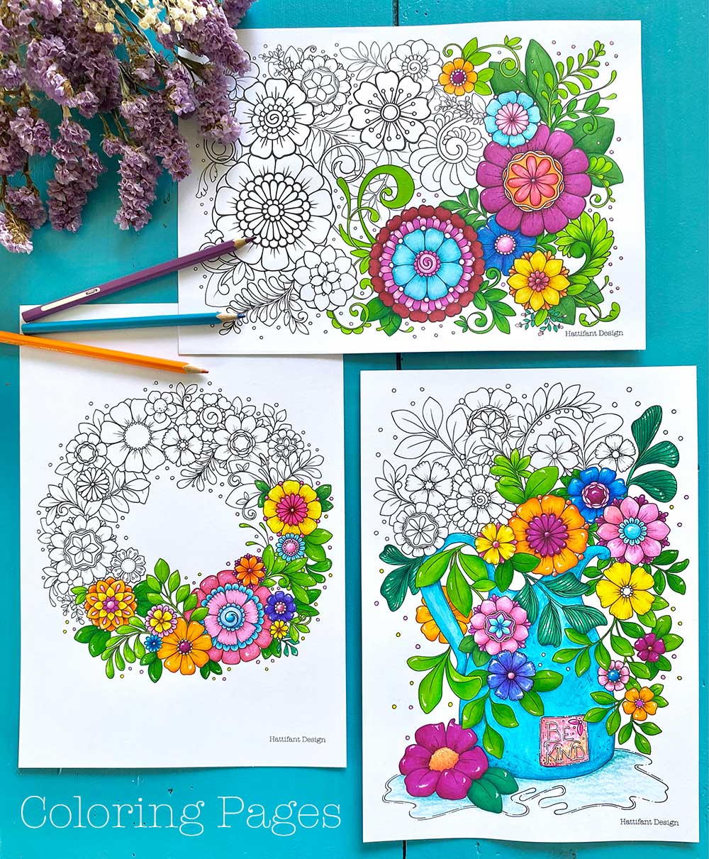 floral pattern coloring pages