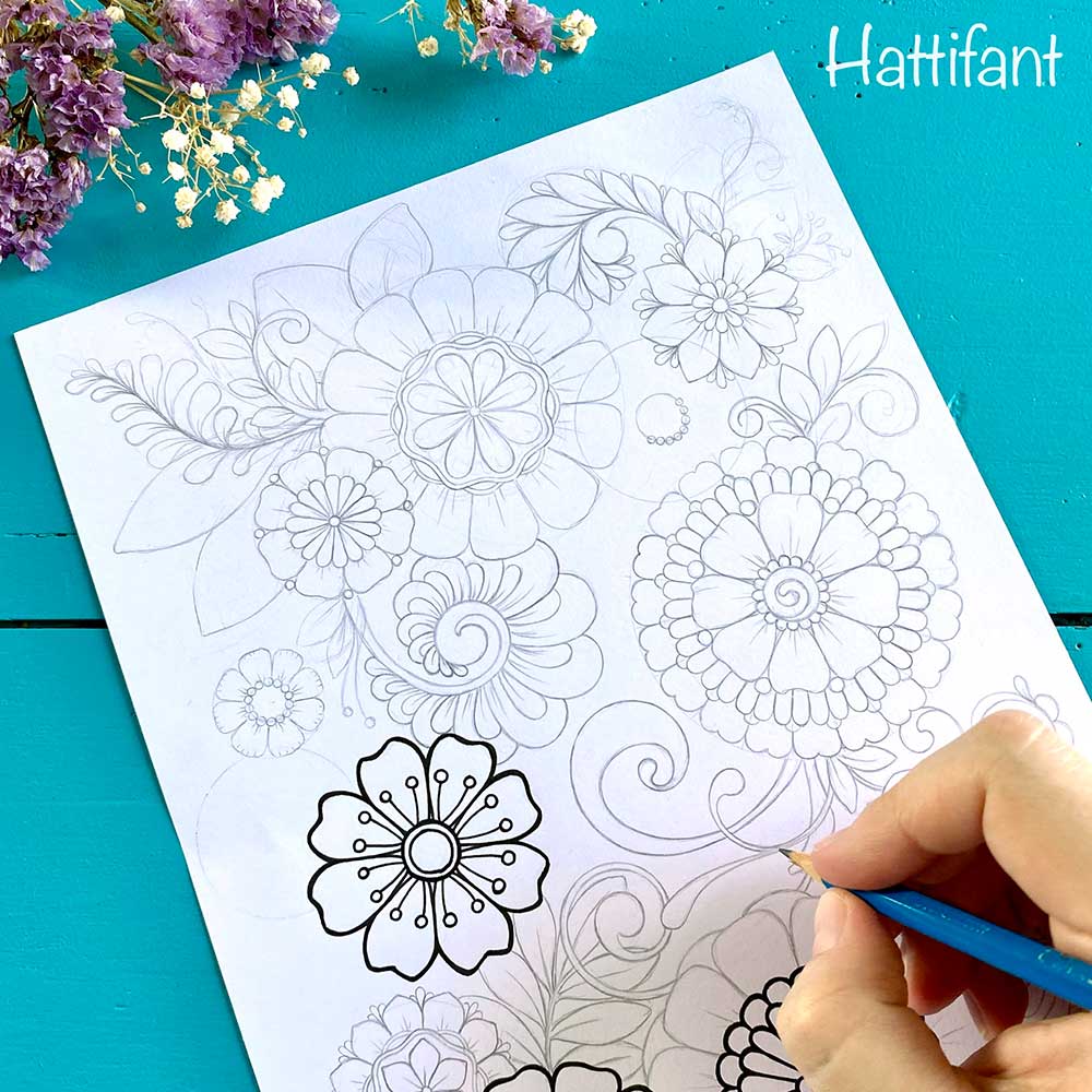 Coloring Pages   Flower Tangles   Hattifant