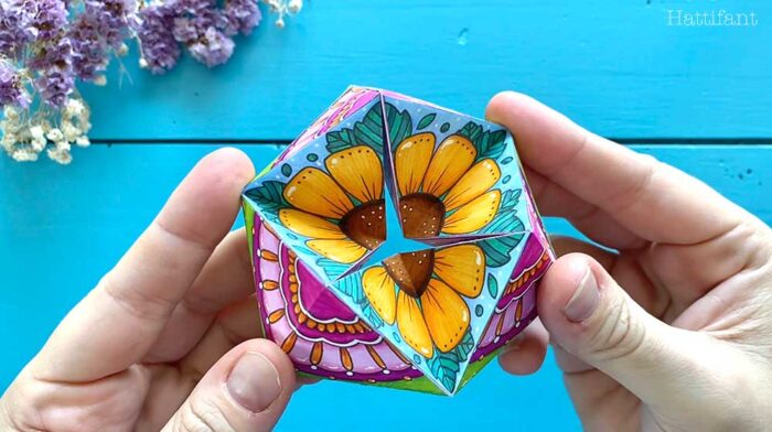 Showing all 4 images when turning flower kaleidocycle paper craft