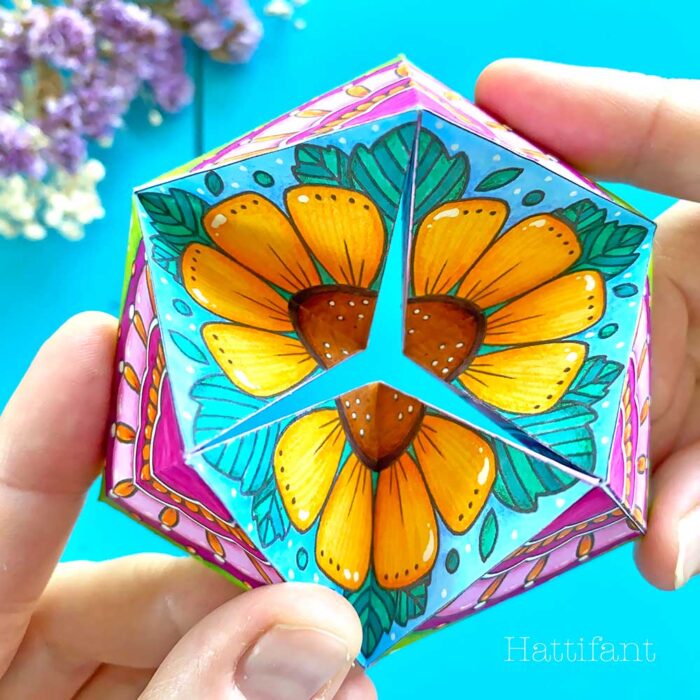 Showing in video tutorial how to make a kaleidocycle