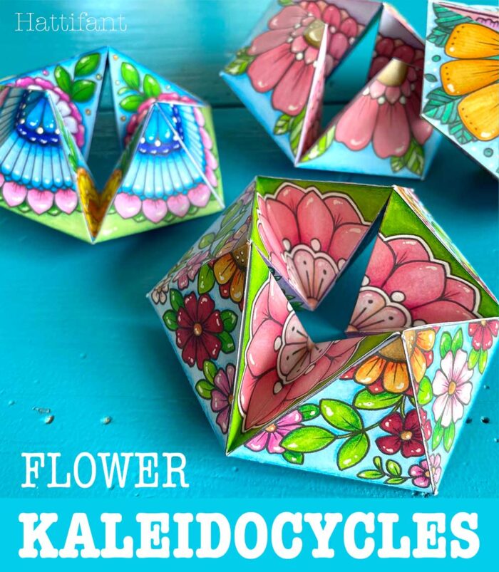 beautiful flower kaleidocycle papertoy craft bundle to download