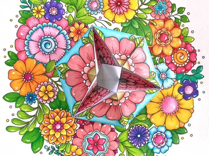 most beautiful flower kaleidocycle papercraft on flower coloring page