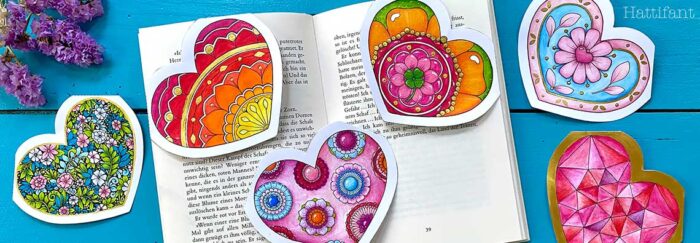 Heart Corner Bookmarks nestled on a book