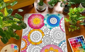 Giant Poster with Mandalas half way colored