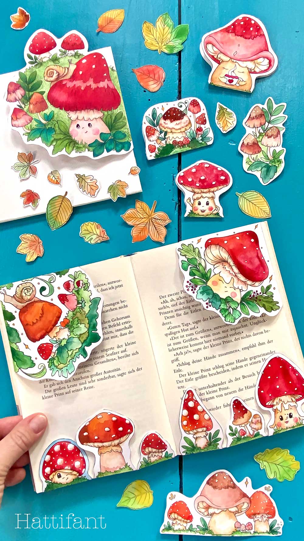 The cutest Mushroom Bookmarks ever to color in - Hattifant