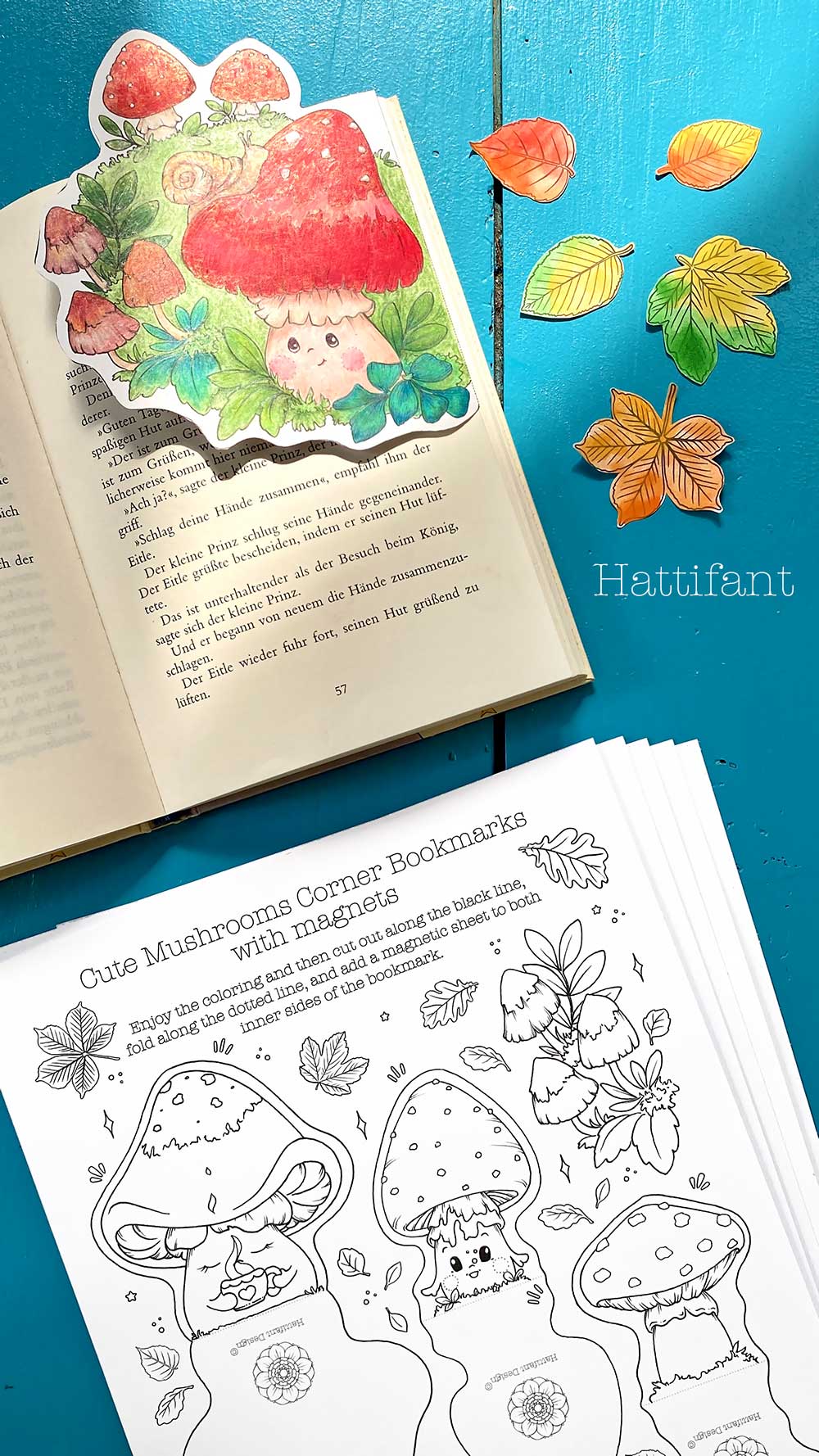 The cutest Mushroom Bookmarks ever to color in - Hattifant